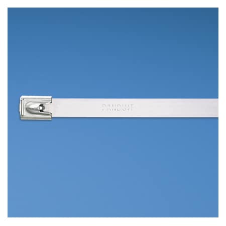 Panduit Cable Tie, 33 in L, 10 in Max Bundle Dia., Silver, 316 Stainless Steel, 450 lb Strength, 50 PK MLT10H-LP316